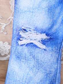 女嬰紮染破洞喇叭褲 - 藏蓝色 - 查看 5