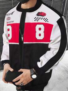 Manfinity LEGND Outerwear Pria Blok Warna Casual - Hitam dan Putih - View 1
