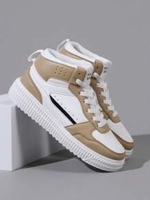 女性大碼拼接學生運動高幫戶外運動鞋 - 棕色 - 查看 4