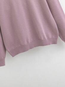 SHEIN Cô gái Tween Viền Ruffle Áo cao cổ Áo len - Màu tím hoa cà - Xem 4