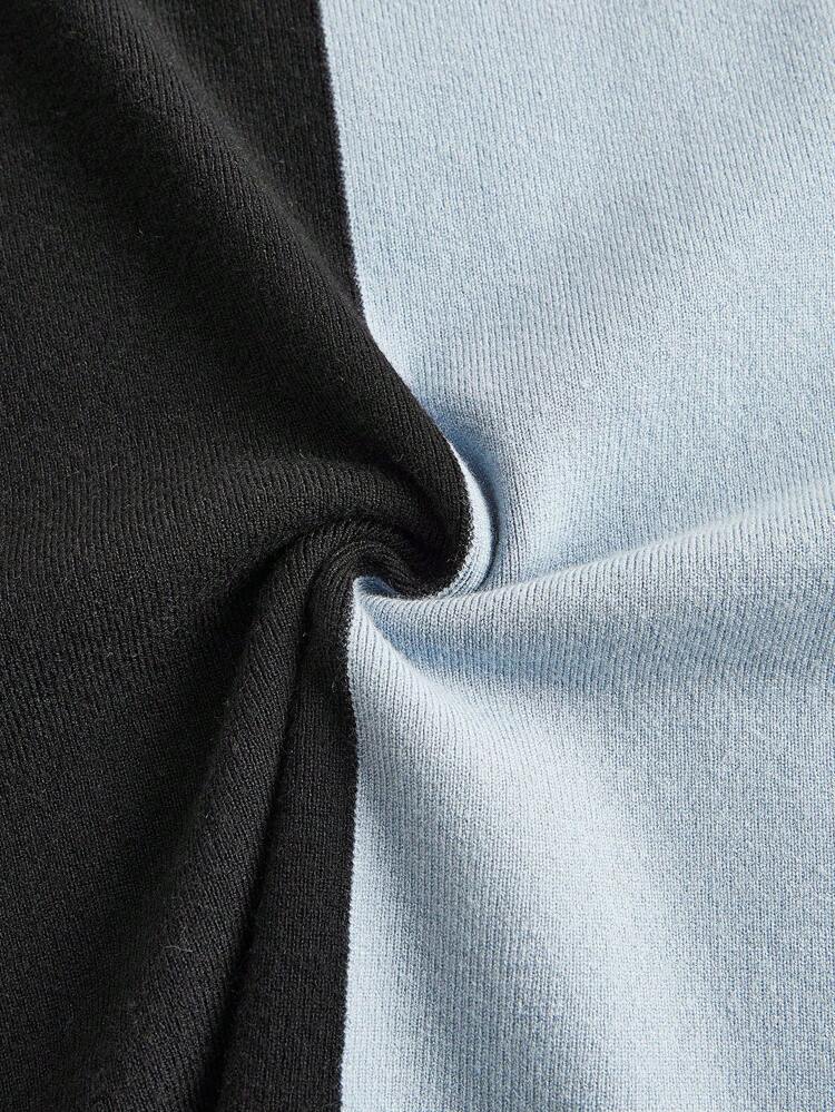 Plus Two Tone Turtleneck Drop Shoulder Sweater