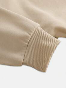 SHEIN EZwear Letter Graphic Drop Shoulder Sweatshirt - Khaki - View 5