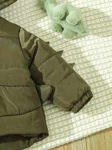 Infant Boys' Winter Fun & Cute Dinosaur Shaped Thick Padded Coat Jacket - Army Green - View 4
