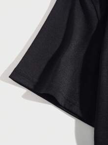 Hombres Camiseta con estampado de mariposa y letra - Negro - Ver 3