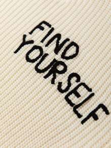 Manfinity Men Slogan Graphic Drop Shoulder Distressed Sweater - Apricot - View 8