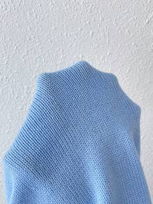 Chiquease Solid Flare Sleeve V Neck Sweater - Blue - View 4