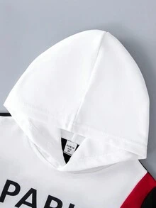 SHEIN Boys' Colorblock Hoodie And Pants Set With Letter Print, For Kids - Black - View 5