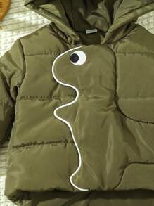 Infant Boys' Winter Fun & Cute Dinosaur Shaped Thick Padded Coat Jacket - Army Green - View 3