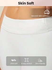 Lifespree 素色吊帶上衣&寬腰帶運動打底褲 - 白色 - 查看 3