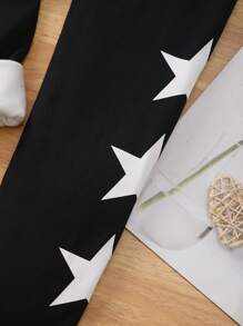 Cô gái Tween In Sao Lót nhiệt Xà cạp - màu đen - Xem 3