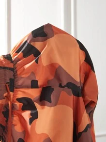 Slaydiva 迷彩印花荷葉邊腰部抽繩長褲 - 橘色 - 查看 6