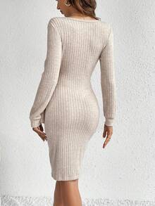 SHEIN Frenchy 女士連身裙 - 杏色 - 查看 2