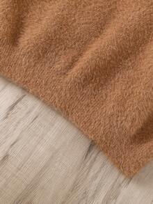 Young Boy Solid Turtleneck Sweater - Brown - View 3