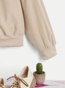 SHEIN EZwear Plus Zip Up Bomber Jacket - Khaki - View 3