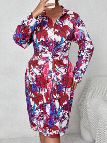 Flirla Plus Robe Chemise Imprimé Floral - Multicolore - Voir 5