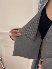 DAZY Solid Cable Knit Cardigan - Grey - View 4