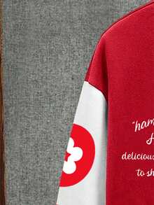 Manfinity Hypemode Nam Lỏng lẻo phù hợp Hamburger & In Khẩu hiệu Sọc trang trí Thả vai Áo khoác Đại học - Nhiều màu - Xem 6