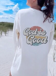 Slogan Graphic Tee - White - View 1