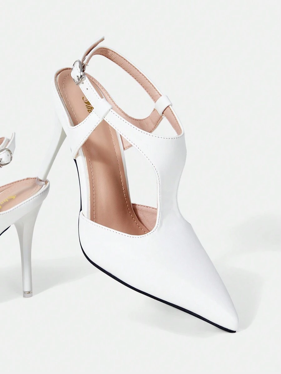 SheIn SXY 女士高跟單鞋 - 白色 - 查看 1