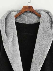 SHEIN LUNE Khối màu Áo trùm đầu - Màu Xám nhạt - Xem 3