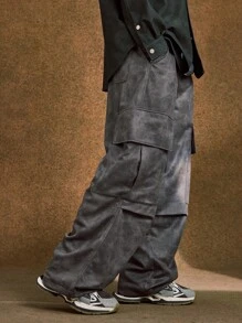 INFLATION Men Flap Pocket Side Cargo Pants - Grey - View 3