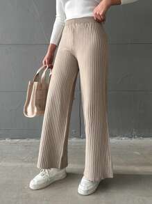 EURMUSE Pantalones De Punto Acanalado Para Mujer - Albaricoque - Ver 5