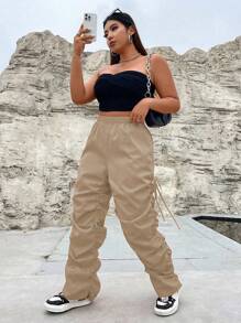 Flirla Hơn Bên dây rút Xù Quần - Lạc đà - Xem 1