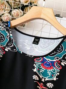 EMERY ROSE Hơn In hoa Tay áo lồng đèn Đầm - màu đen - Xem 4