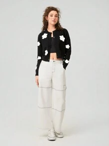 Forever 21 Ladies' Casual Floral Pattern Long Sleeve Cardigan - Multicolor - View 6