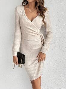 SHEIN Frenchy 女士連身裙 - 杏色 - 查看 6