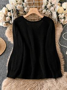SHEIN LUNE Plus Wrap Cross Sweater