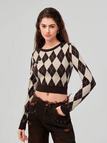 Forever 21 Diamond Pattern Cropped Sweater