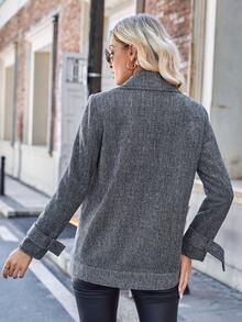 GENKIRA Cổ áo Đôi ngực Áo vest - Nhiều màu - Xem 2
