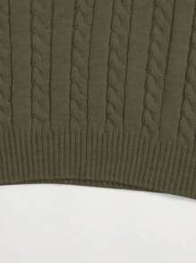 SHEIN Unity Cable Knit Sweater Vest - Army Green - View 4