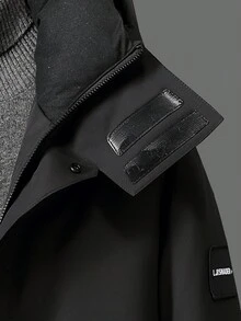 男士拉鏈開襟連帽羽絨服 - 黑色 - 查看 4