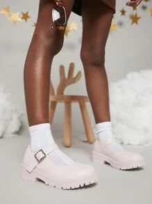 Mini mi Girls Minimalist Mary Jane Flats - Beige - View 4