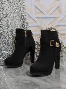 Höst/vinter 2025 Högklackade Stövlar, Platåklackar För Damer - Svart - Visa 6