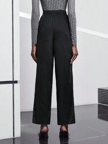 Maija High Waist Wide Leg Pants - Black - View 2