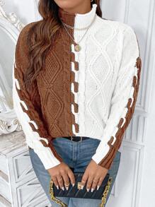 Calvaya Hơn Hai âm Cổ giả Thả vai Áo len - Nhiều màu - Xem 4