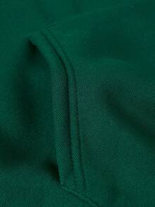 SHEIN EZwear Đồ họa ô tô và chữ cái Túi kangaroo Dây rút Lót nhiệt Hoodie - Màu xanh lá cây đậm - Xem 6