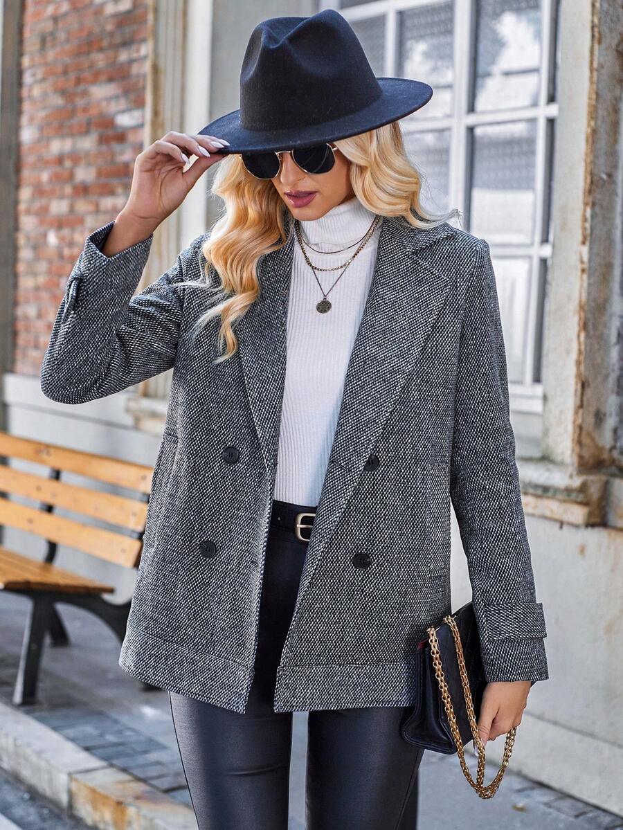 GENKIRA Cổ áo Đôi ngực Áo vest - Nhiều màu - Xem 1