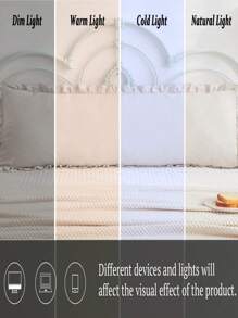 1个米色涤纶荷叶边枕套（不含枕芯），男女通用，四季皆宜 - 米色 - 查看 9