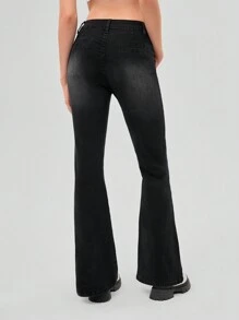 Forever 21 Flap Pocket Flare Leg Jeans - Black - View 2