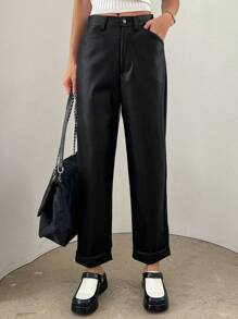 Dazy Star Pantalon Droit Unicolore - Noir - Voir 2