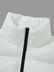 SHEIN BASICS 抽绳下摆拉链短款背心夹棉外套 - 白色 - 查看 9