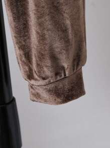 SHEIN 男小童格紋字母補丁細節連帽衫和運動褲