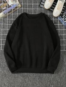 Nam Slogan & In Đầu lâu Lót nhiệt Áo chui đầu - màu đen - Xem 2