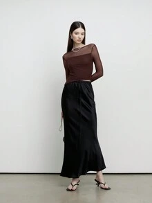 Falda sirena unicolor - Negro - Ver 4