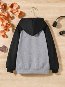 Tween Girl Letter Embroidery Raglan Sleeve Sweatshirt - Light Grey - View 2