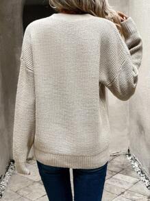 SHEIN LUNE Jersey con botón delantero de hombros caídos